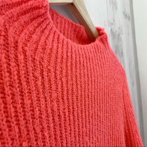 Soft Coral Mock Neck Sweater, Large